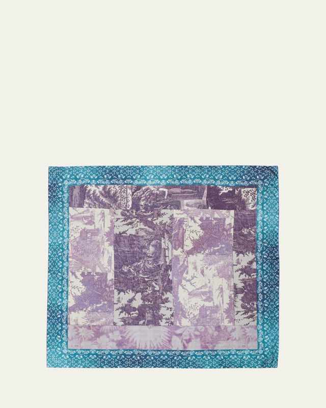 Multi-Color Floral Silk Square Scarf